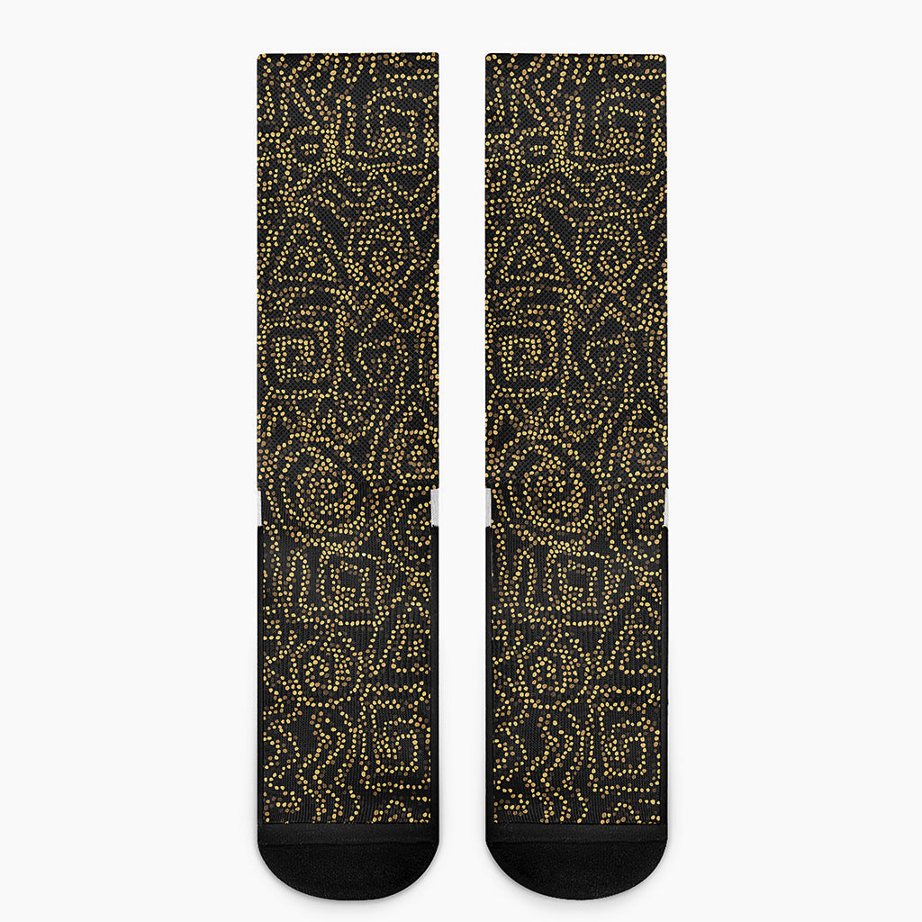 Black And Gold African Afro Print Crew Socks