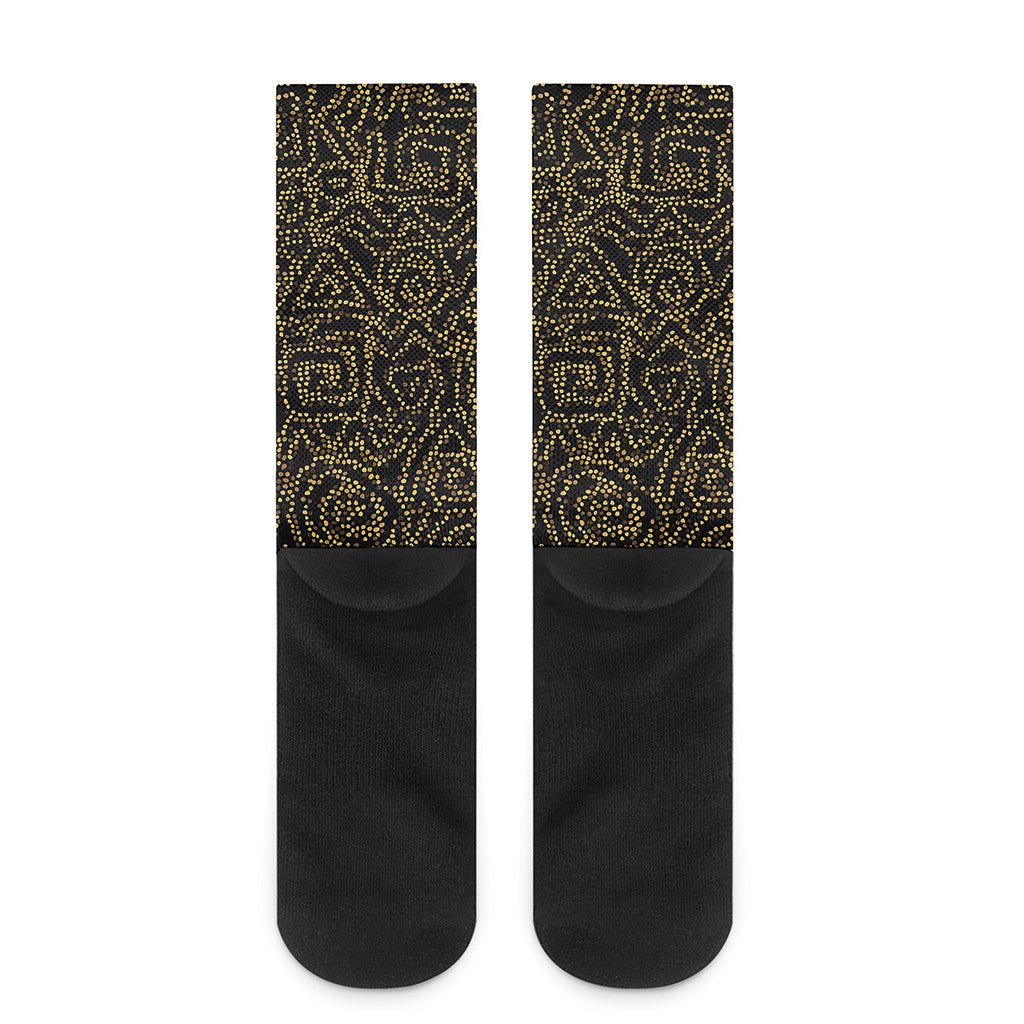 Black And Gold African Afro Print Crew Socks