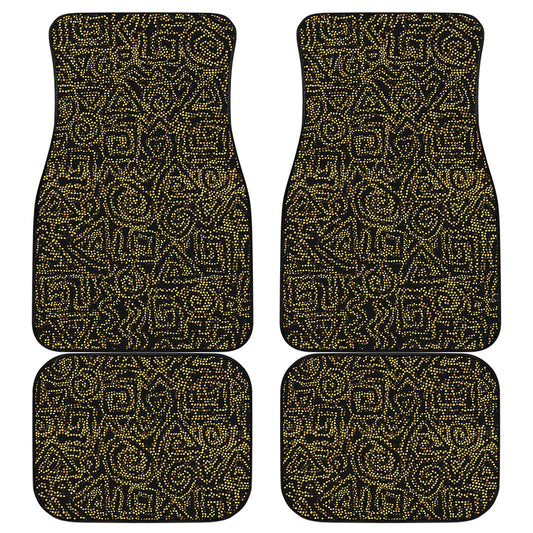 Black And Gold African Afro Print Front and Back Car Floor Mats