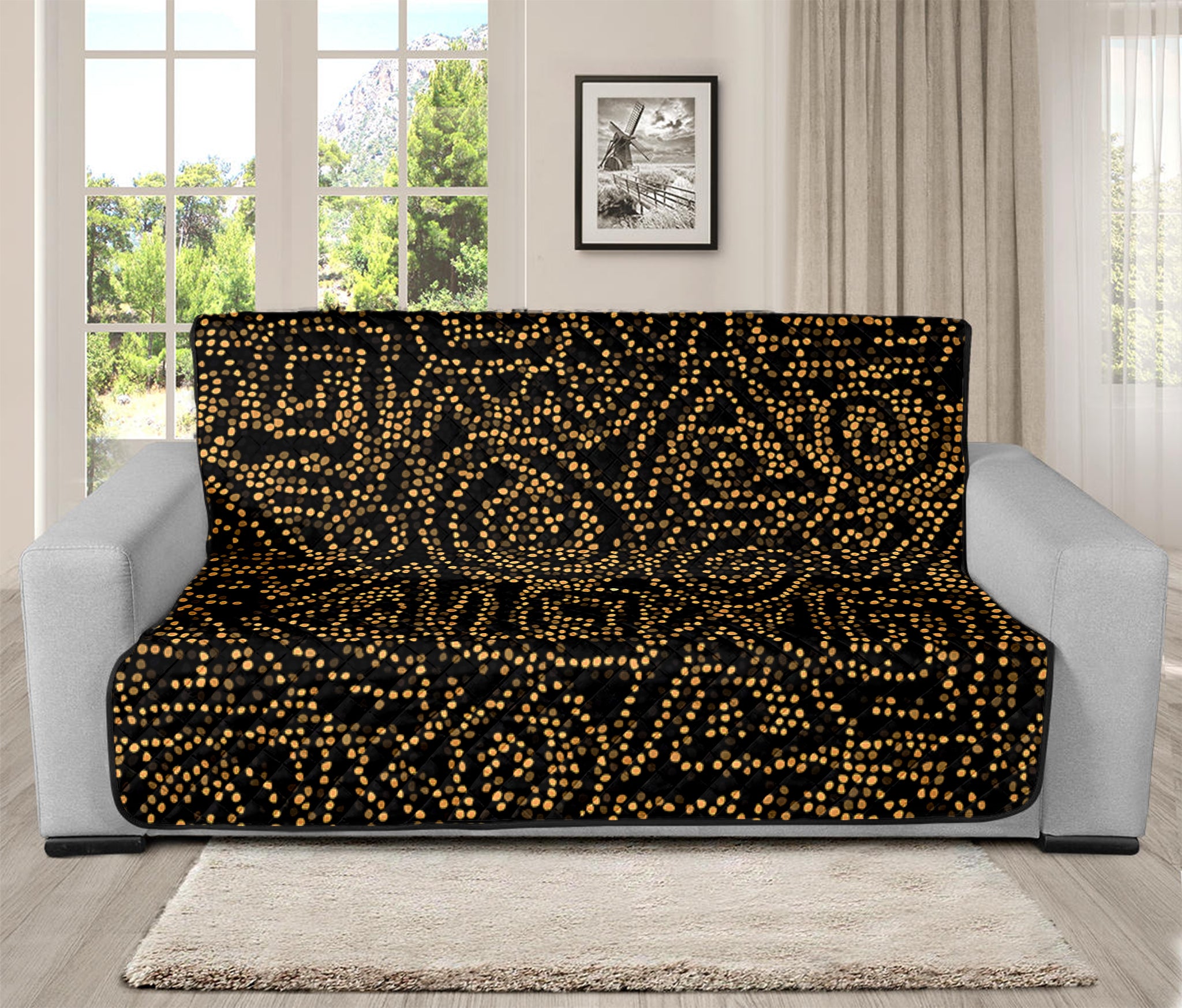 Black And Gold African Afro Print Futon Protector