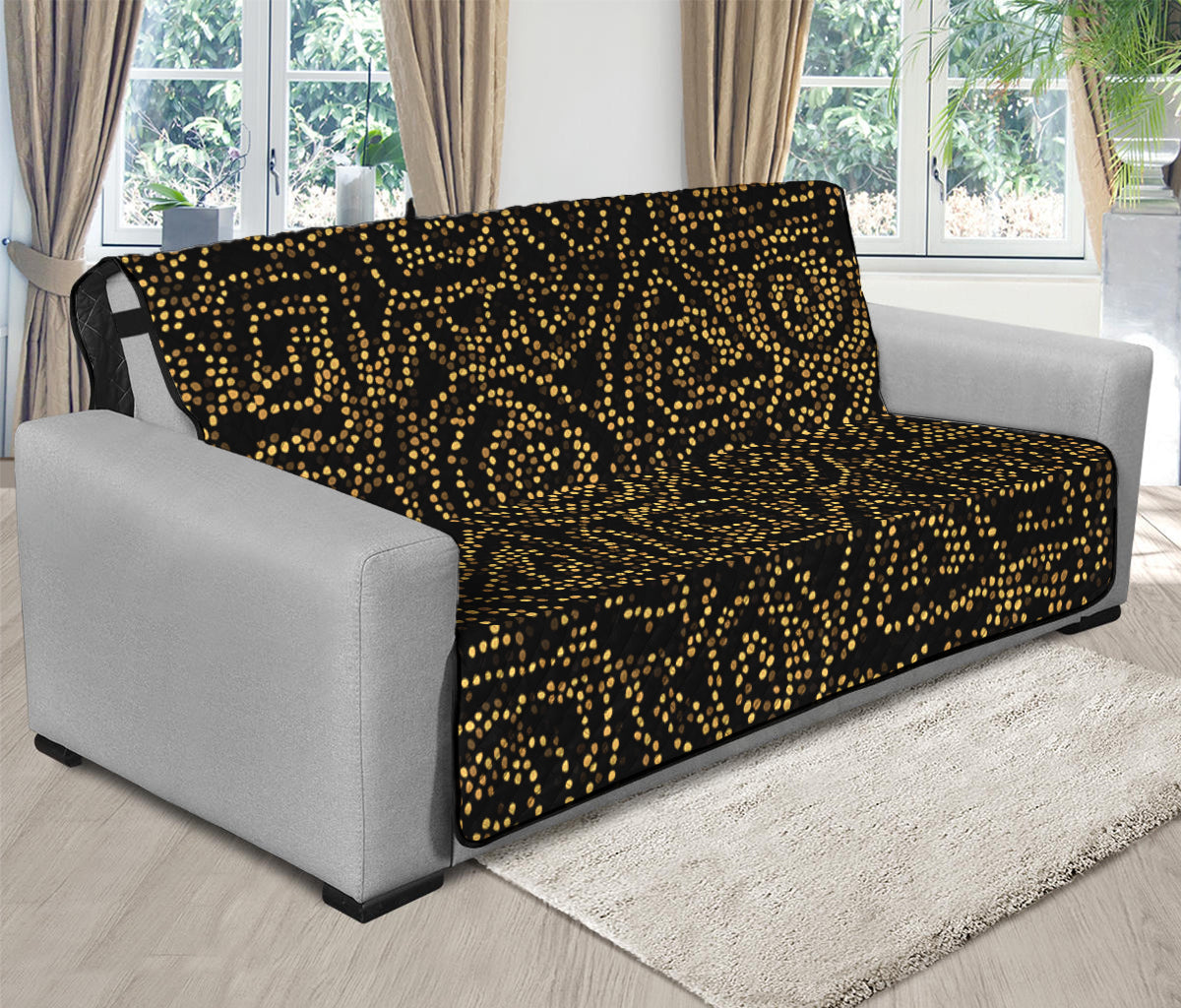 Black And Gold African Afro Print Futon Protector