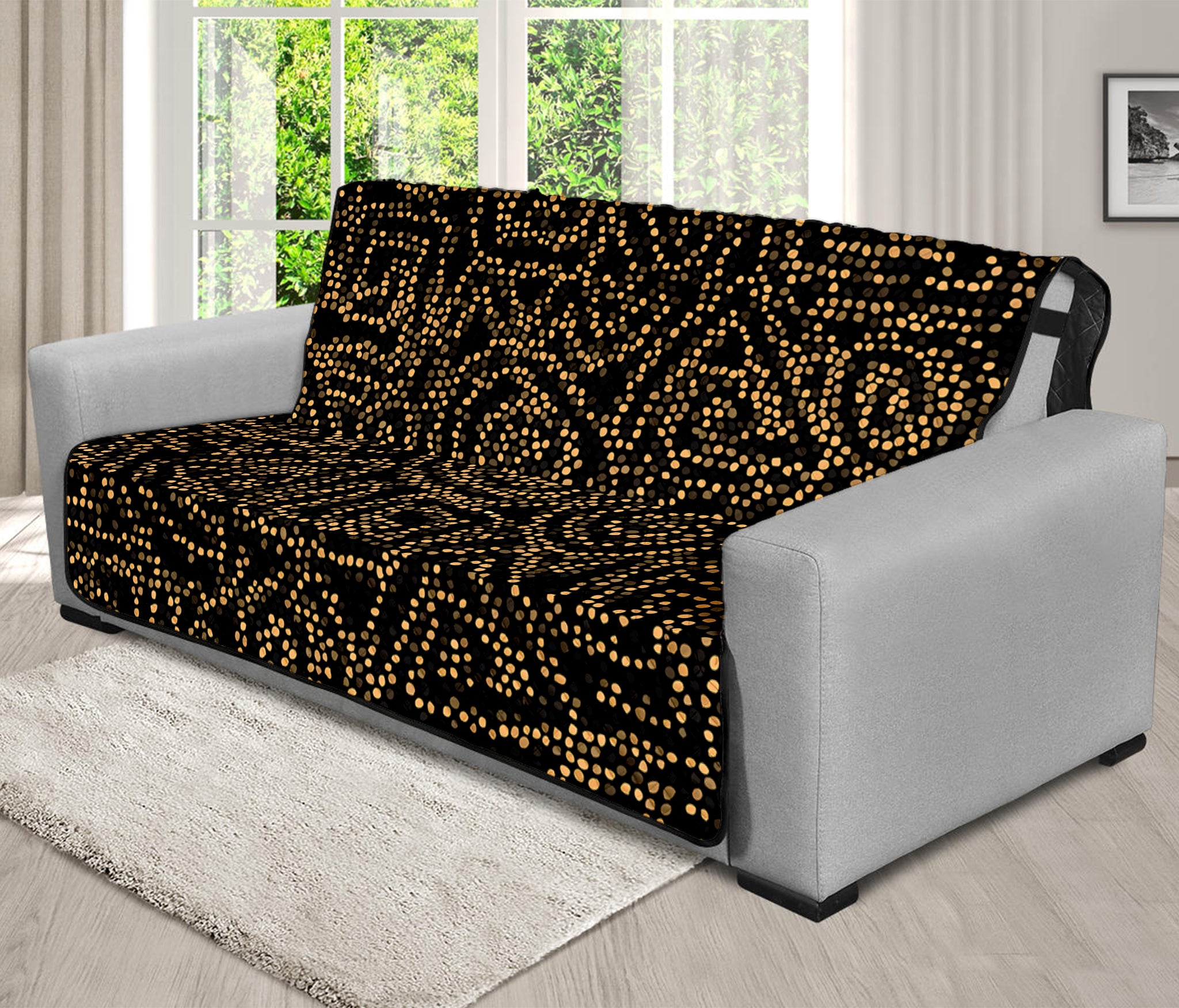 Black And Gold African Afro Print Futon Protector