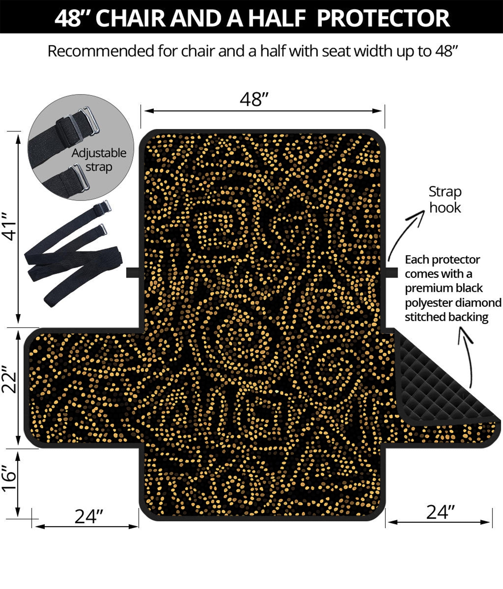 Black And Gold African Afro Print Half Sofa Protector