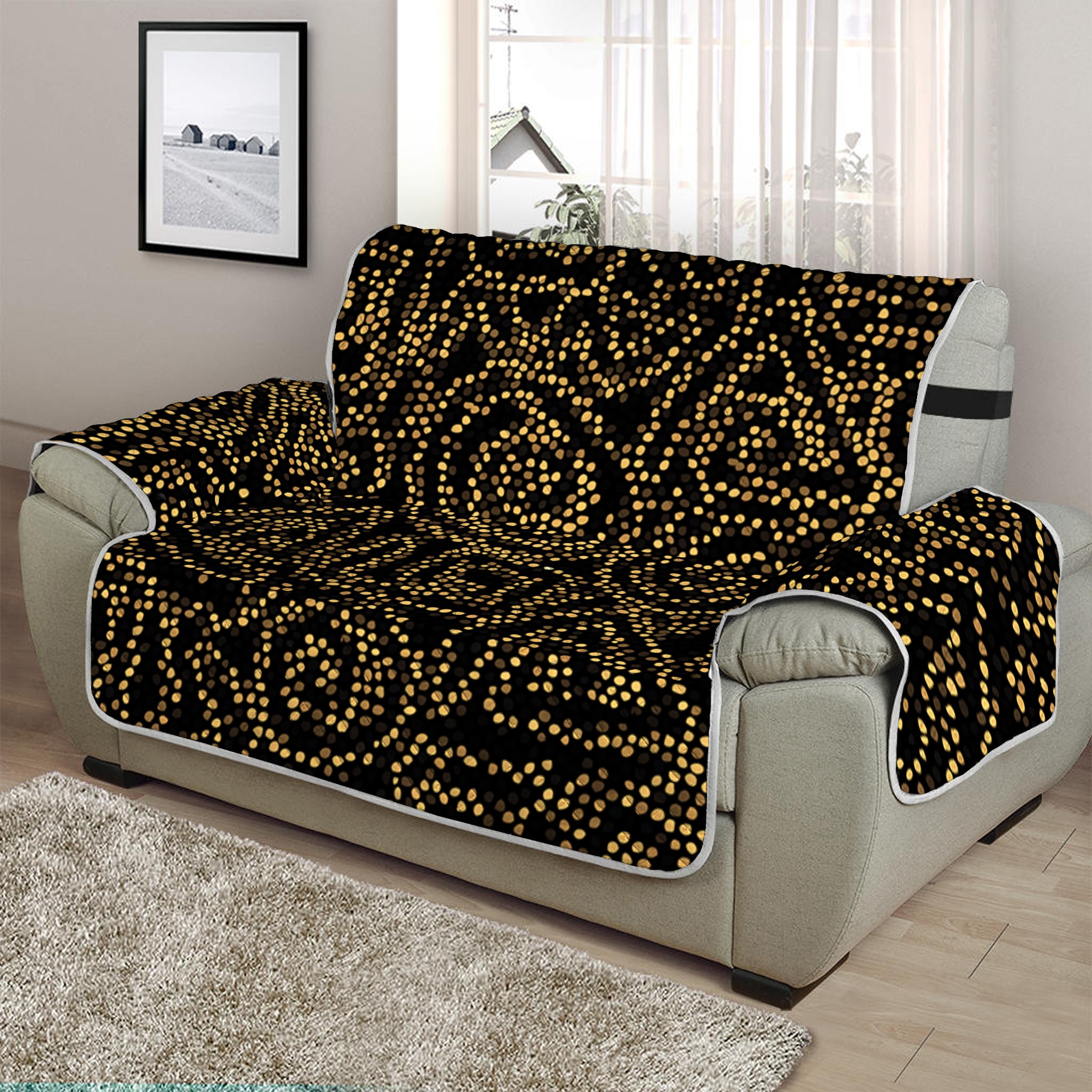 Black And Gold African Afro Print Half Sofa Protector