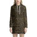 Black And Gold African Afro Print Pullover Hoodie Dress