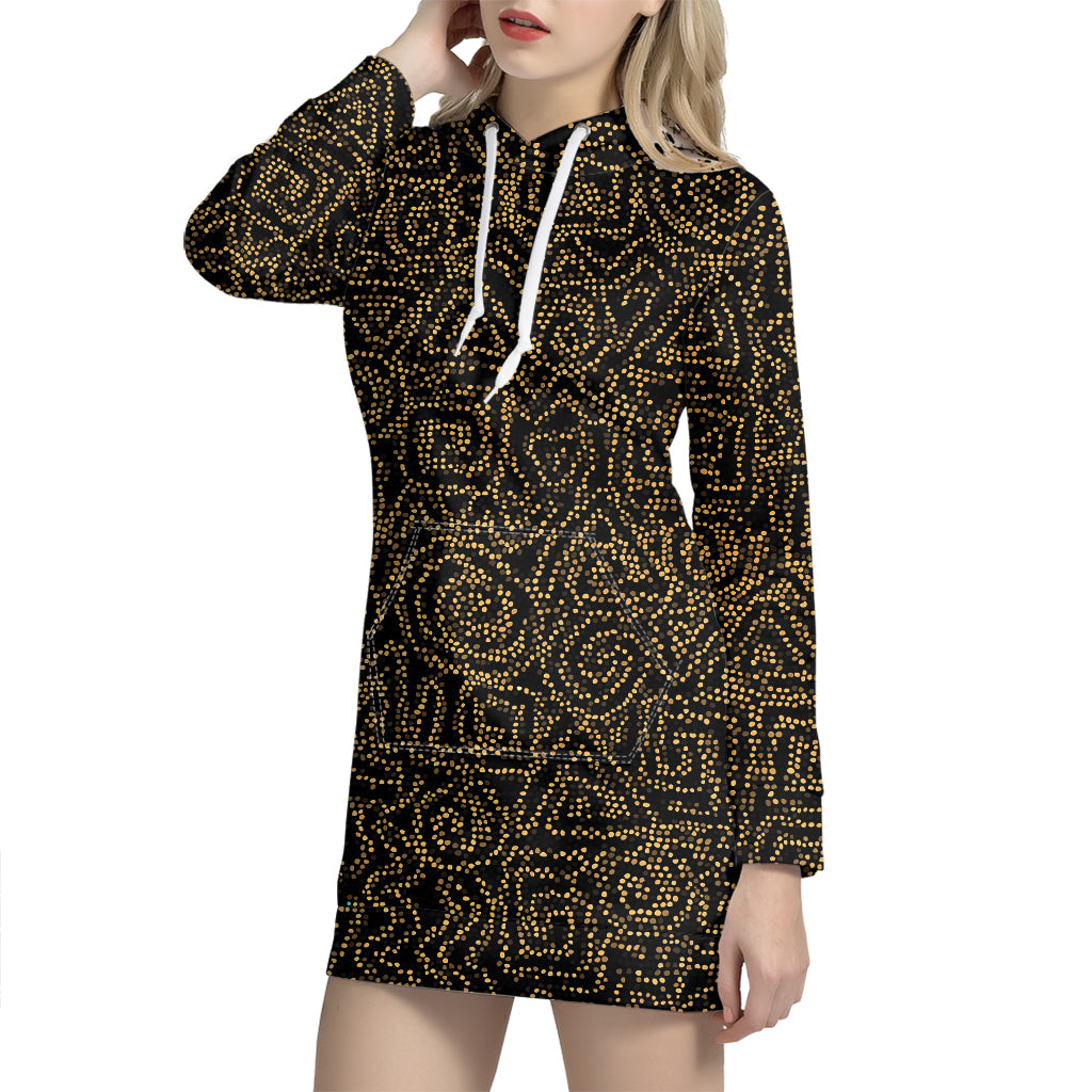 Black And Gold African Afro Print Hoodie Dress