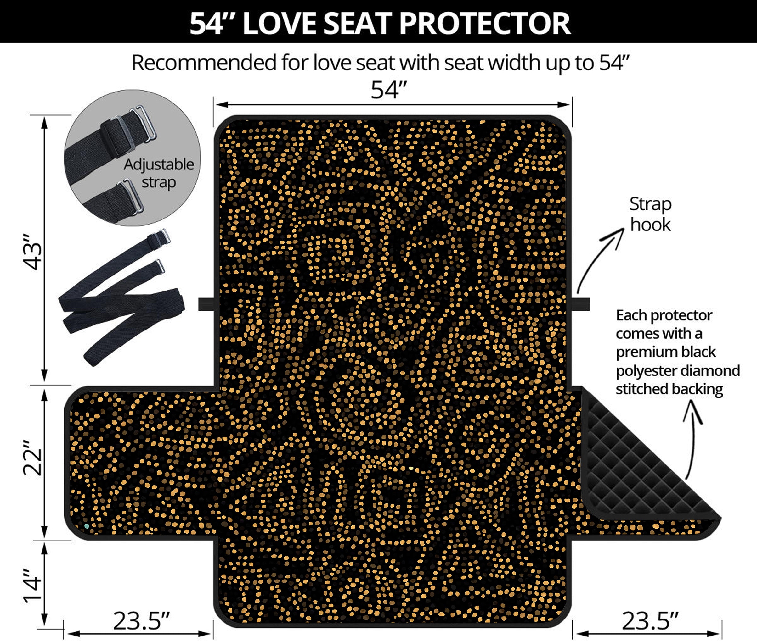 Black And Gold African Afro Print Loveseat Protector