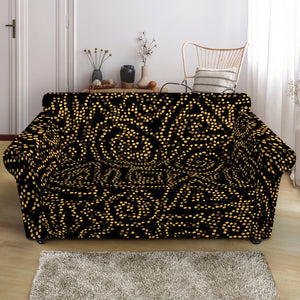 Black And Gold African Afro Print Loveseat Slipcover