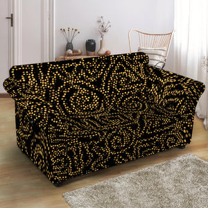 Black And Gold African Afro Print Loveseat Slipcover