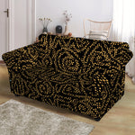 Black And Gold African Afro Print Loveseat Slipcover