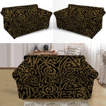 Black And Gold African Afro Print Loveseat Slipcover