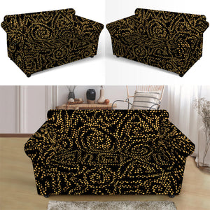 Black And Gold African Afro Print Loveseat Slipcover