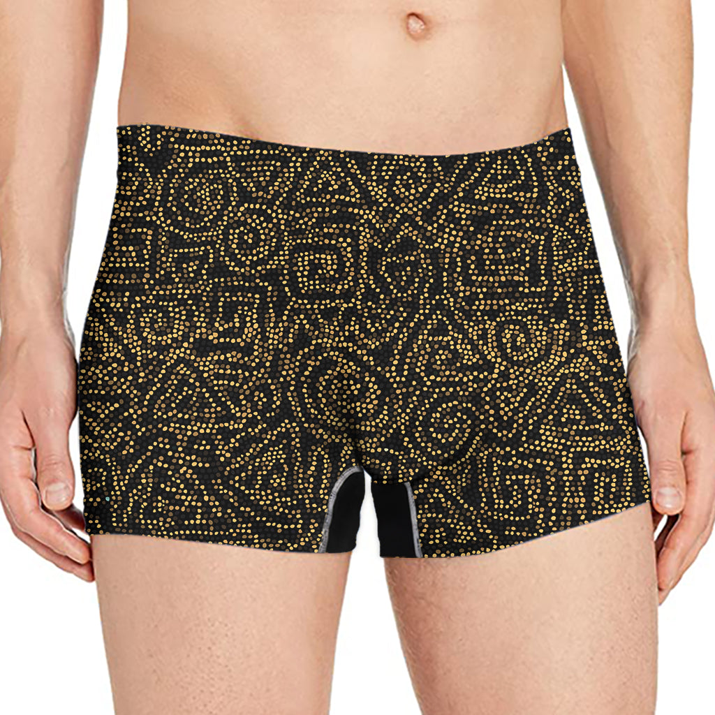 Black And Gold African Afro Print Men's Boxer Briefs