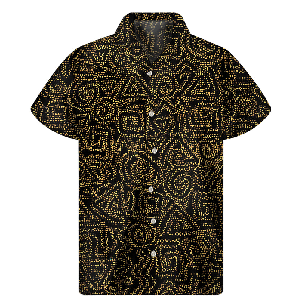 Black And Gold African Afro Print Men's Short Sleeve Shirt