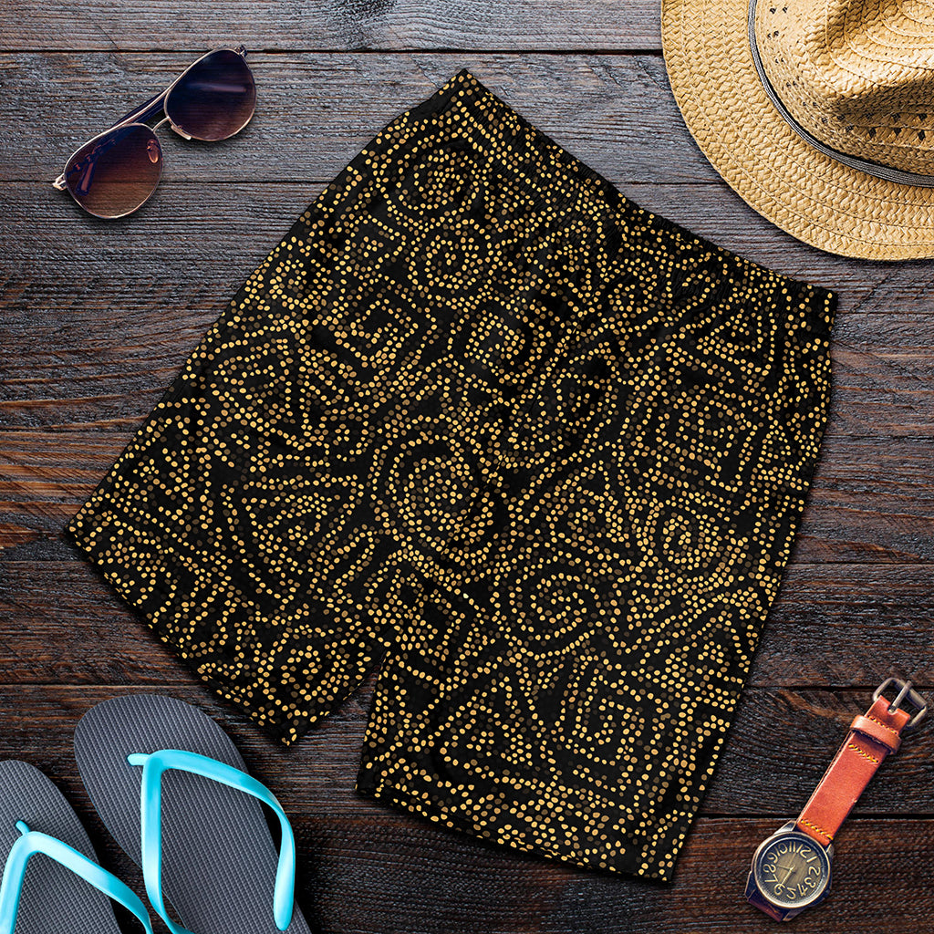 Black And Gold African Afro Print Men's Shorts