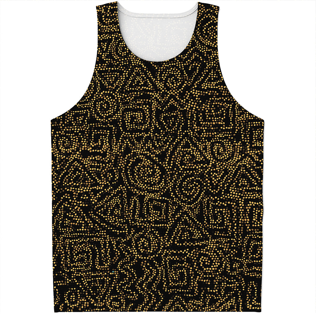 Black And Gold African Afro Print Men's Tank Top