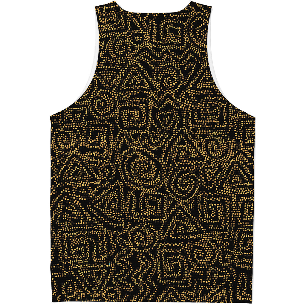 Black And Gold African Afro Print Men's Tank Top