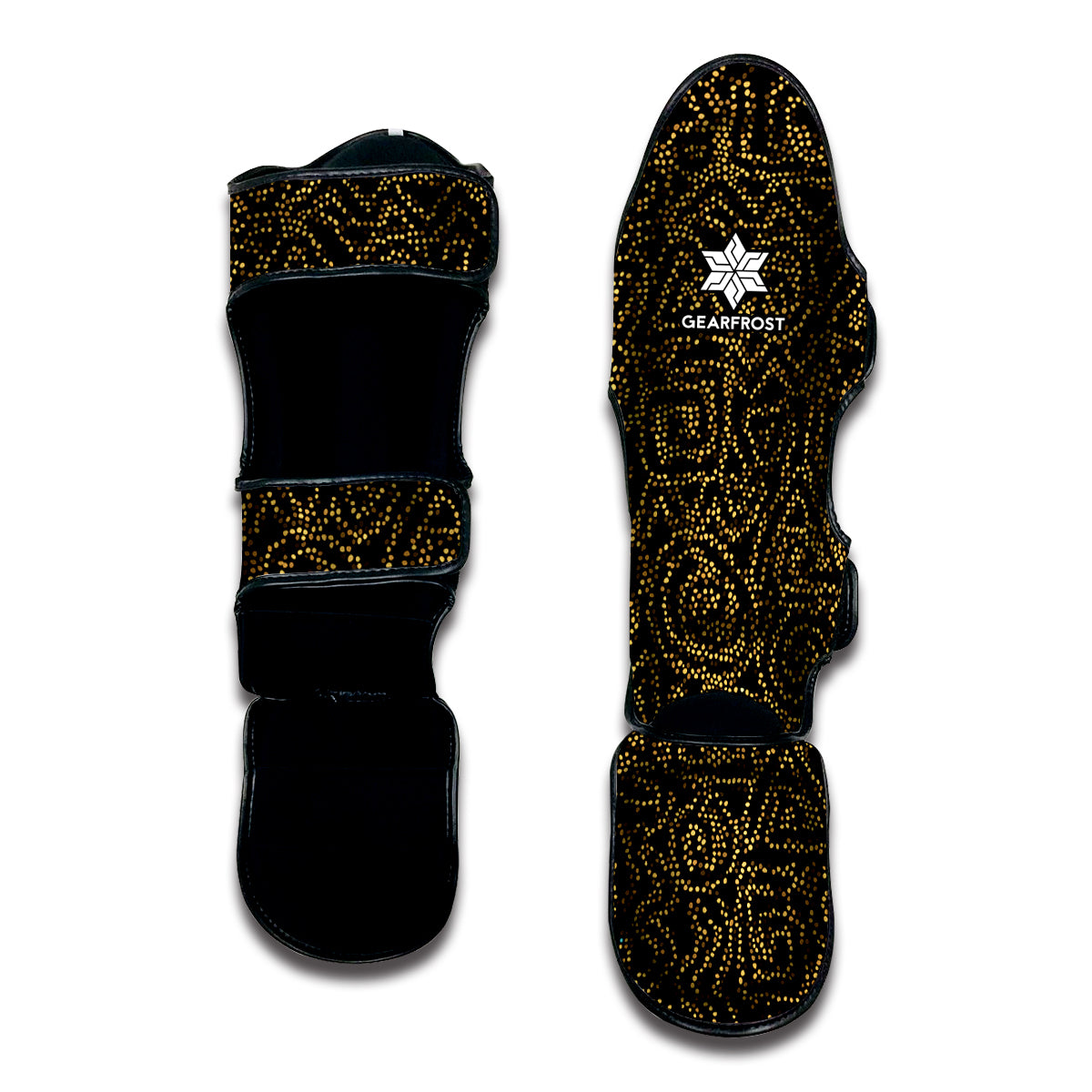 Black And Gold African Afro Print Muay Thai Shin Guard