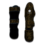 Black And Gold African Afro Print Muay Thai Shin Guard