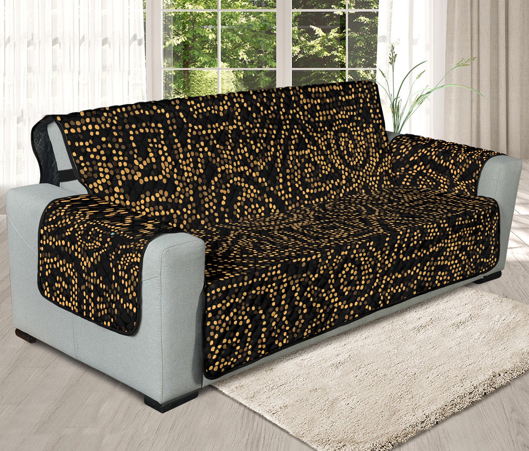 Black And Gold African Afro Print Oversized Sofa Protector