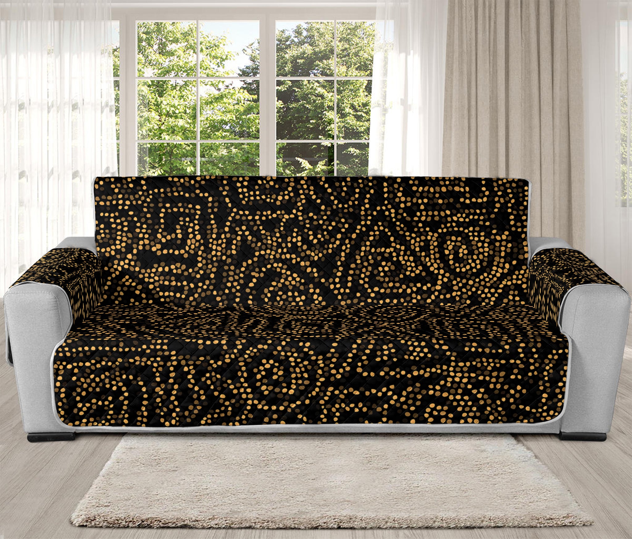 Black And Gold African Afro Print Oversized Sofa Protector