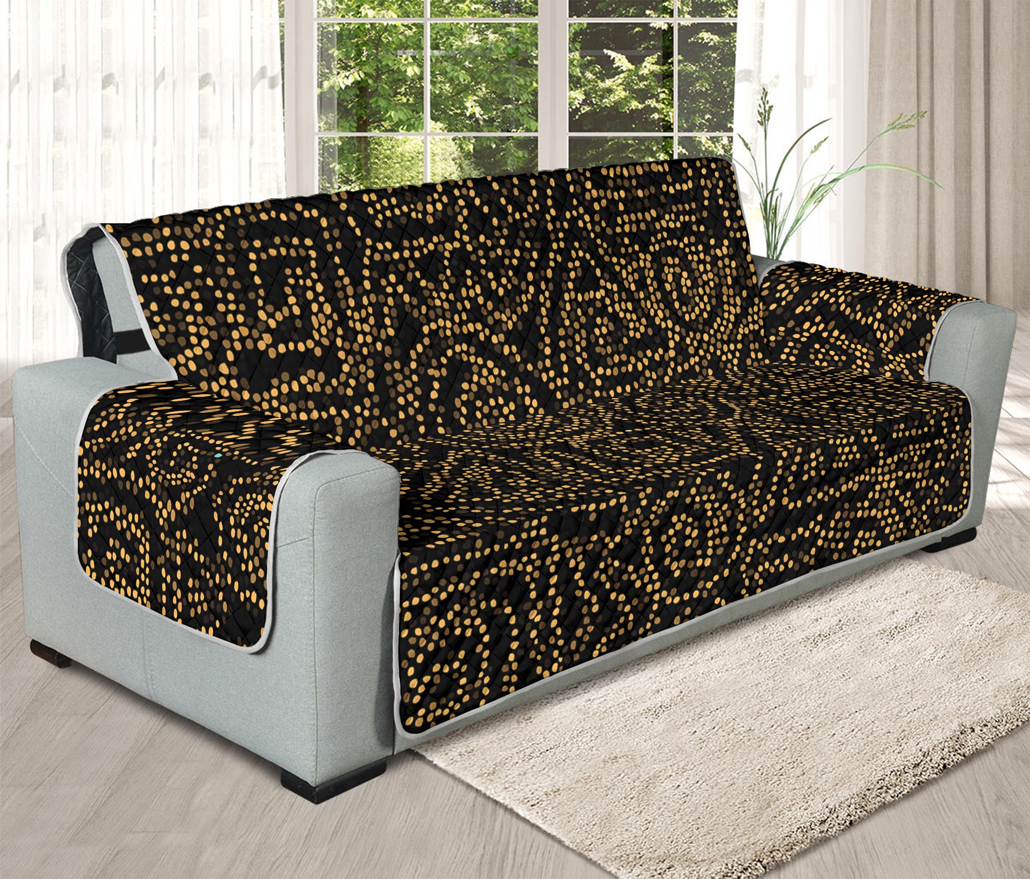 Black And Gold African Afro Print Oversized Sofa Protector