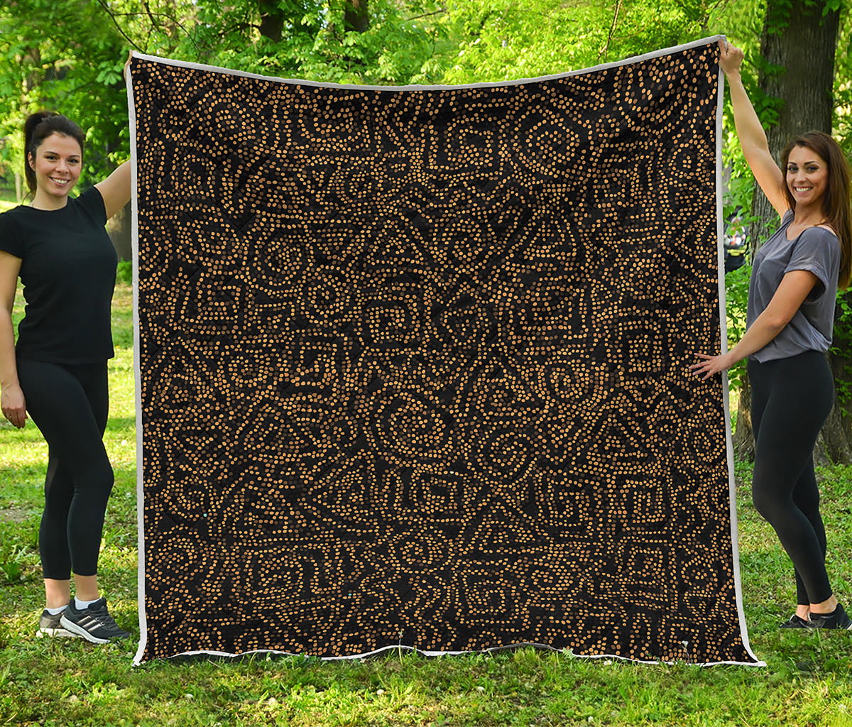 Black And Gold African Afro Print Quilt