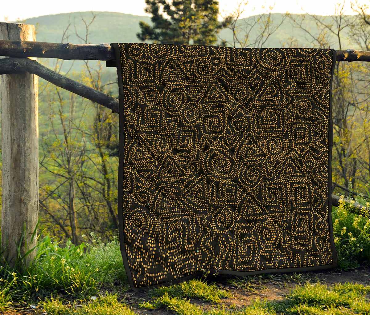 Black And Gold African Afro Print Quilt