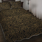 Black And Gold African Afro Print Quilt Bed Set