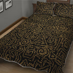 Black And Gold African Afro Print Quilt Bed Set