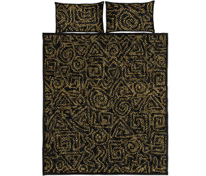 Black And Gold African Afro Print Quilt Bed Set