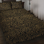 Black And Gold African Afro Print Quilt Bed Set