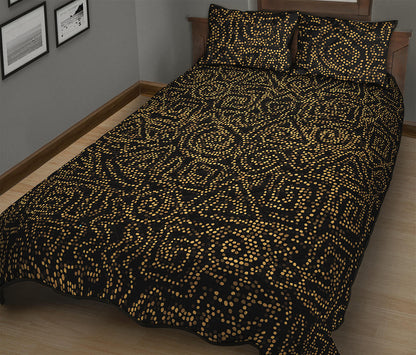 Black And Gold African Afro Print Quilt Bed Set
