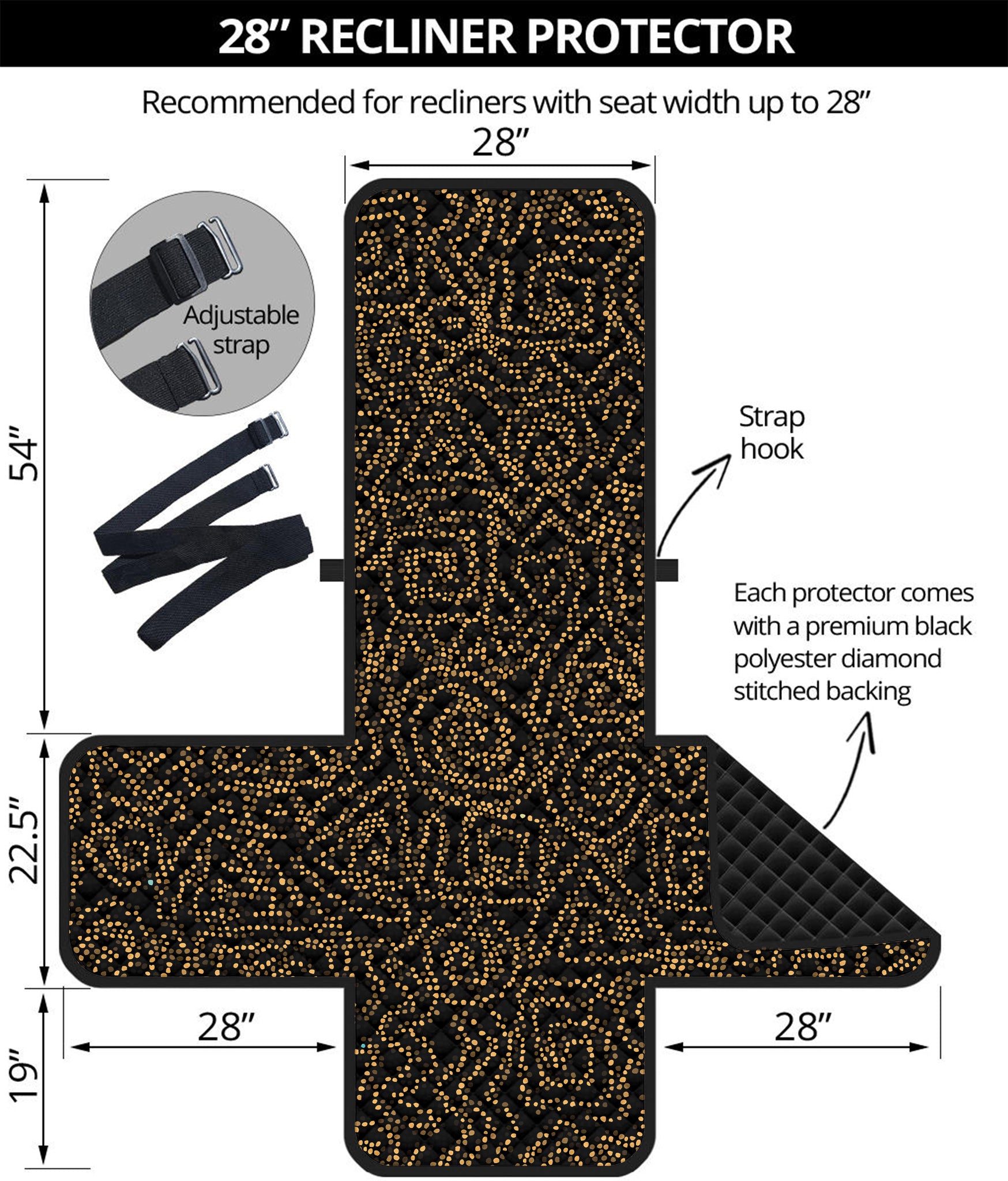 Black And Gold African Afro Print Recliner Protector