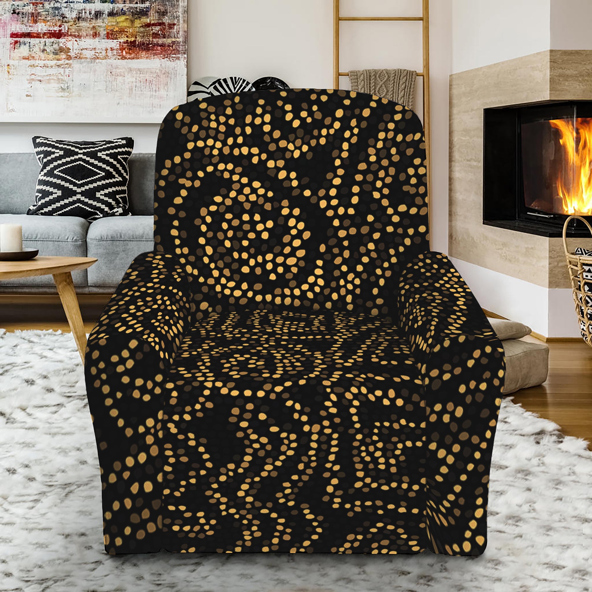 Black And Gold African Afro Print Recliner Slipcover