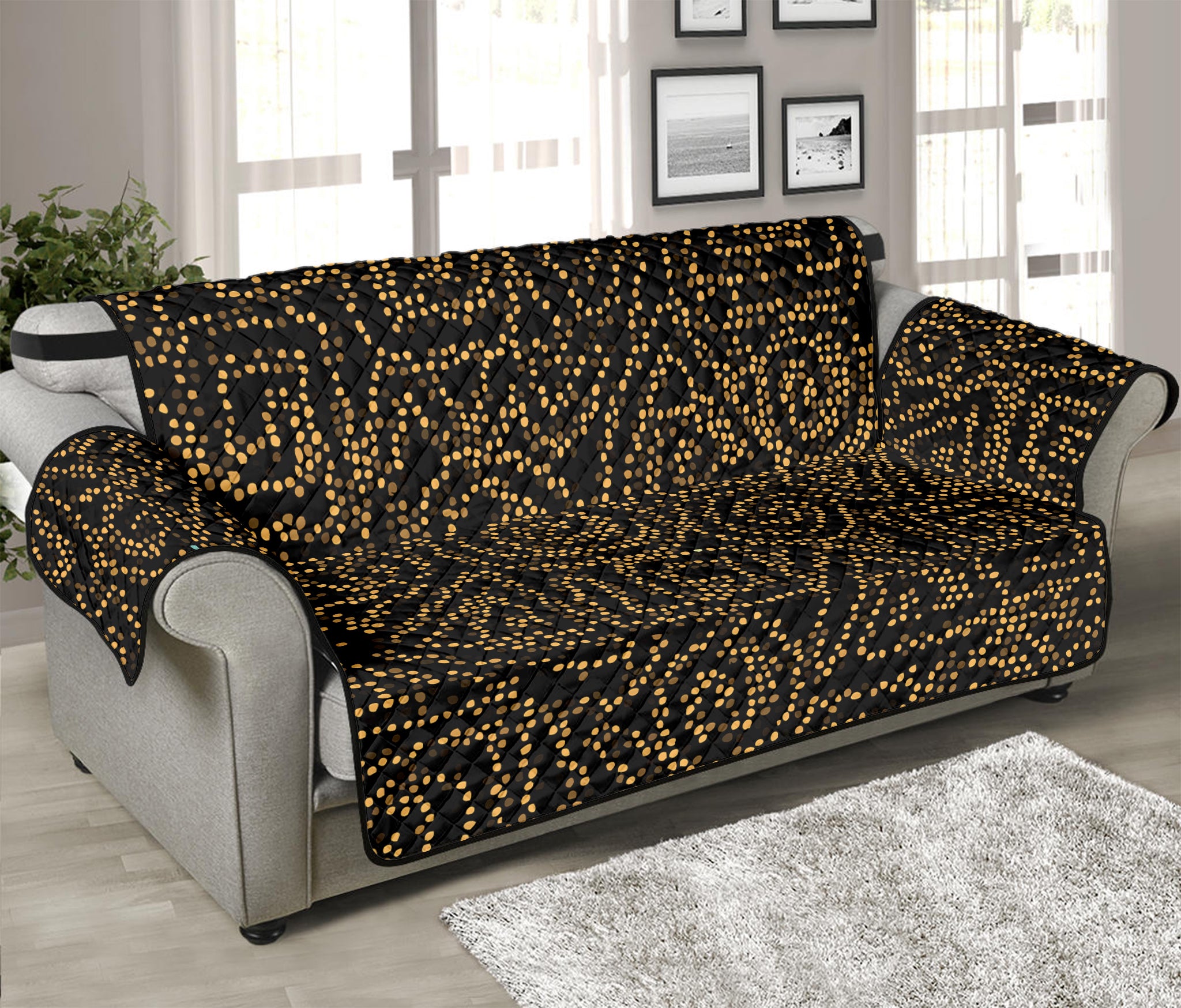 Black And Gold African Afro Print Sofa Protector