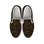 Black And Gold African Afro Print White Slip On Shoes