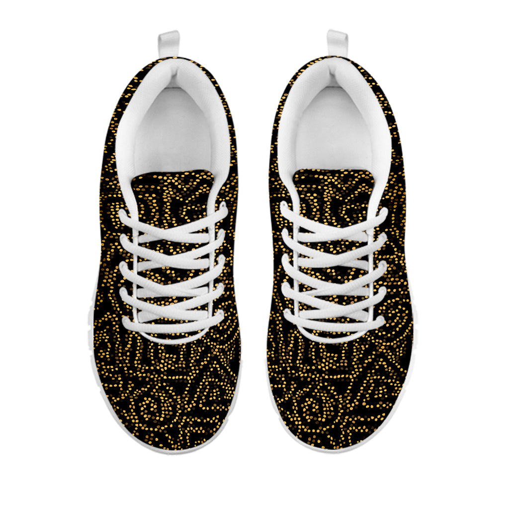 Black And Gold African Afro Print White Sneakers