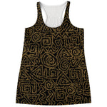 Black And Gold African Afro Print Women's Racerback Tank Top