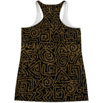 Black And Gold African Afro Print Women's Racerback Tank Top