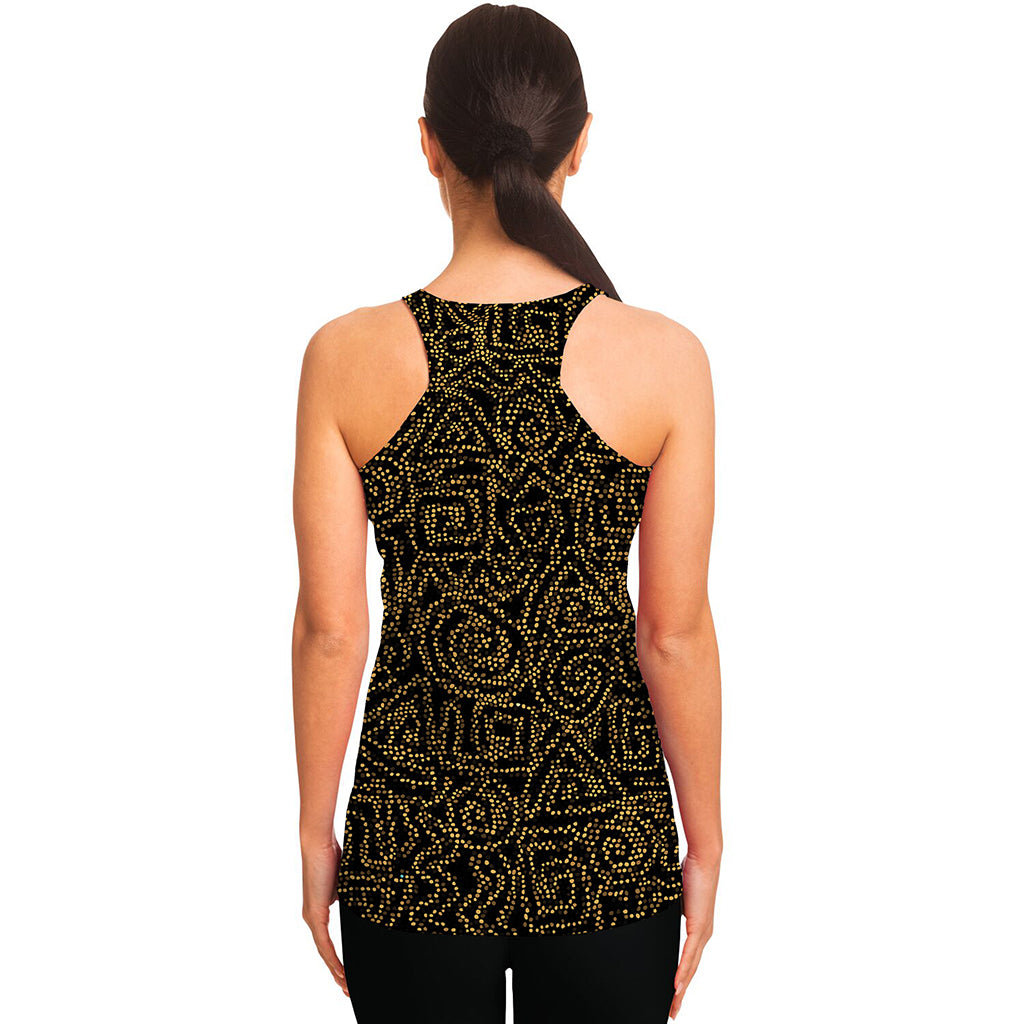 Black And Gold African Afro Print Women's Racerback Tank Top