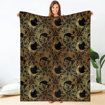 Black And Gold Celestial Pattern Print Blanket