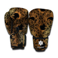Black And Gold Celestial Pattern Print Boxing Gloves