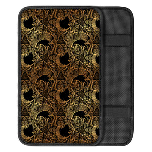 Black And Gold Celestial Pattern Print Car Center Console Cover
