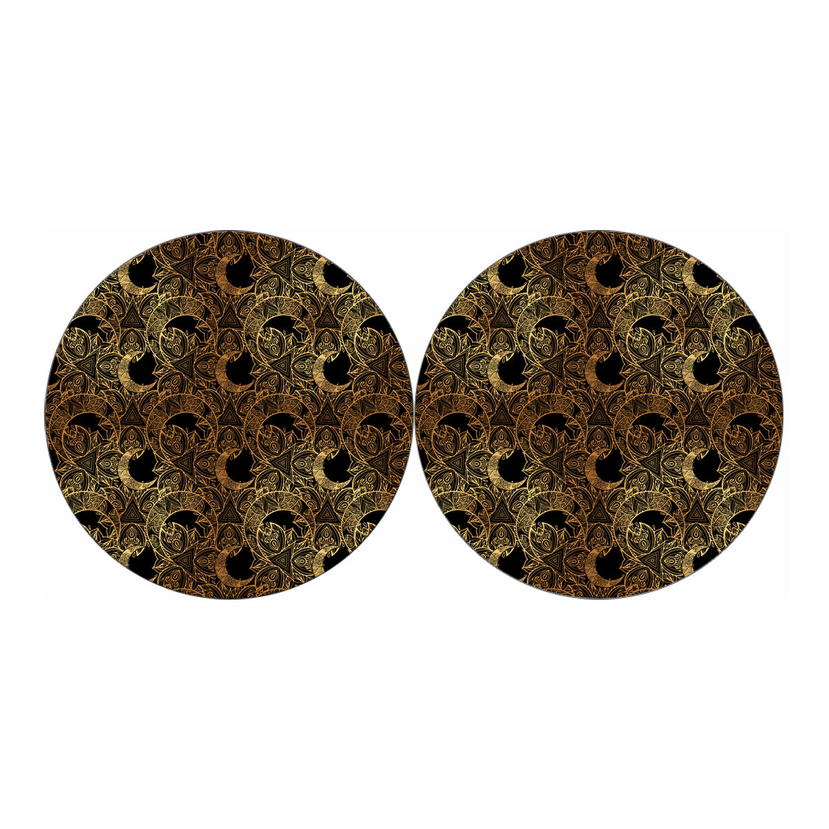 Black And Gold Celestial Pattern Print Car Coasters