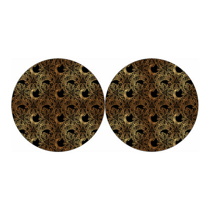 Black And Gold Celestial Pattern Print Car Coasters