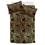Black And Gold Celestial Pattern Print Duvet Cover Bedding Set
