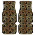 Black And Gold Celestial Pattern Print Front and Back Car Floor Mats
