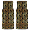 Black And Gold Celestial Pattern Print Front and Back Car Floor Mats