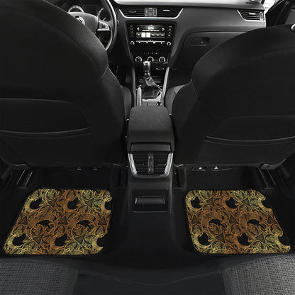 Black And Gold Celestial Pattern Print Front and Back Car Floor Mats